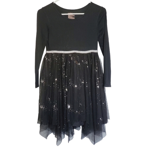 BK01 * Cat & Jack Girls Tulle Glitter Dress Black Size L (10/12) - Picture 1 of 6